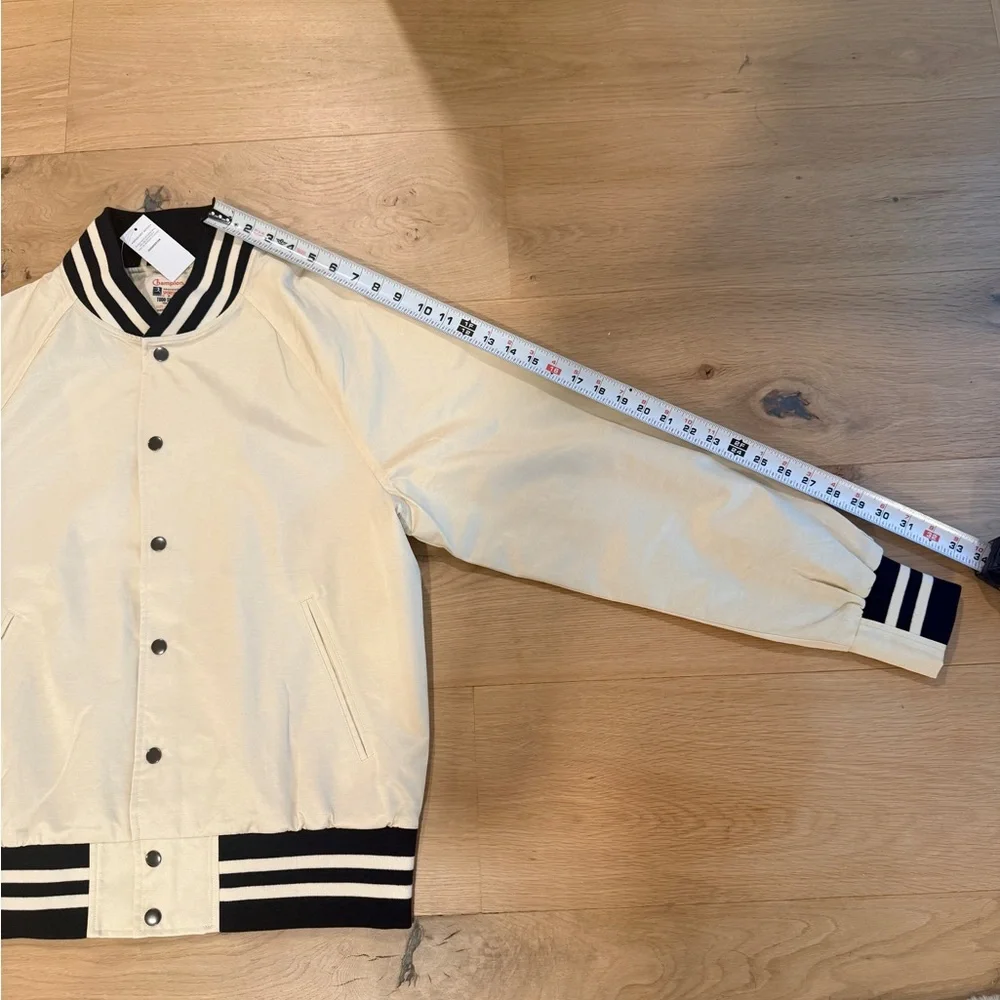 Todd Snyder x Champion Cream Striped Satin Bomber Jacket size Medium NWT - Picture 7 of 10
